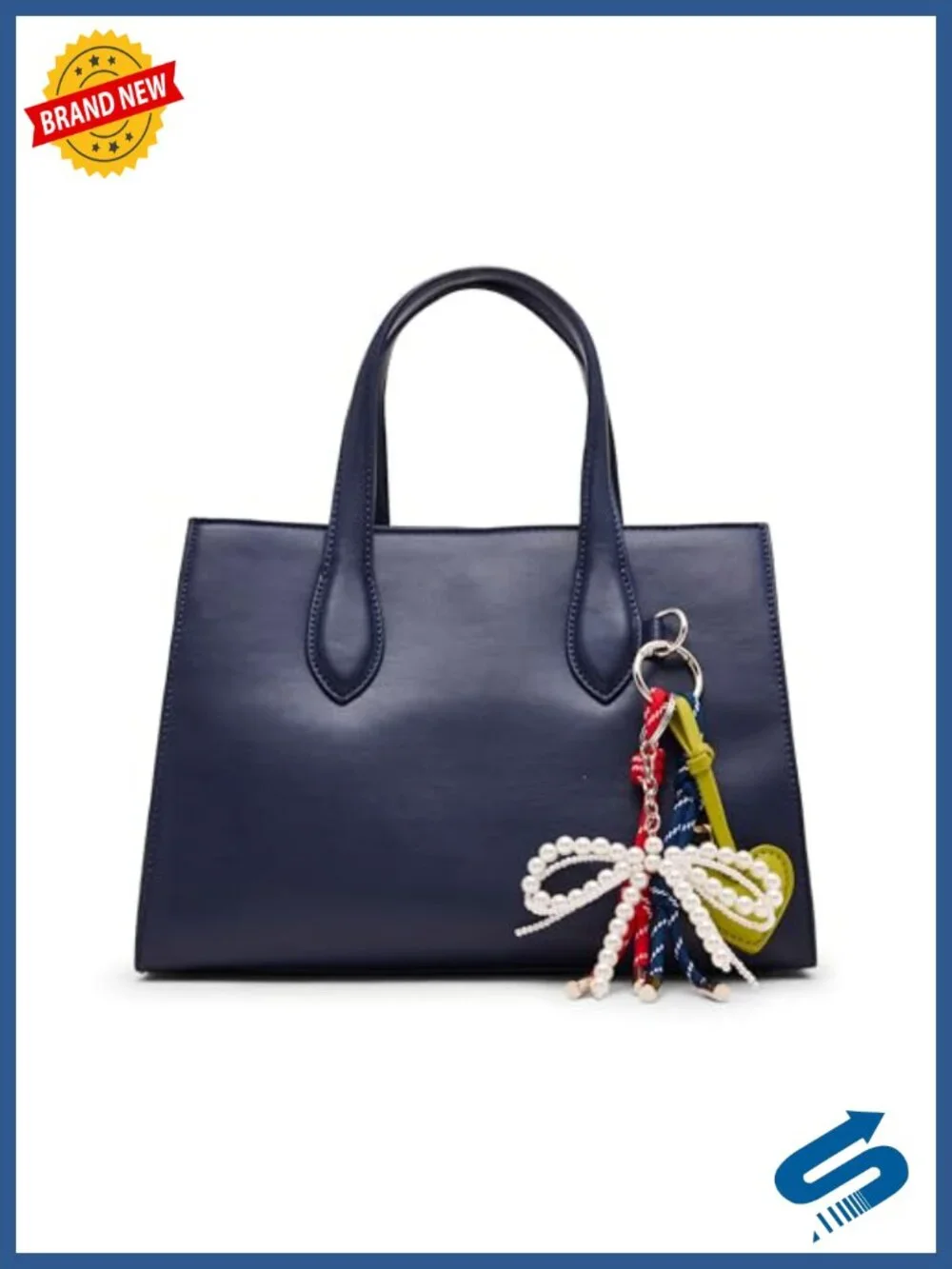 Faux Leather Satchel with Charms Crossbody Bag
